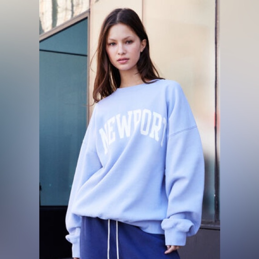 Brandy Melville/J. Galt NEWPORT Light Blue Crewneck Sweatshirt